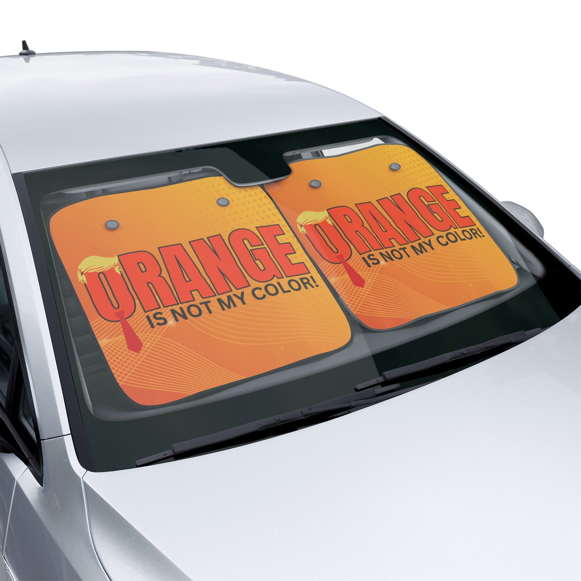 Humorous Car Sun Shades - 'Orange is Not My Color!' Printify