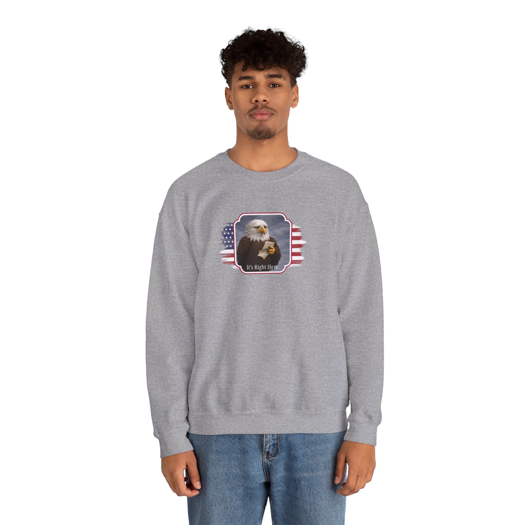 “It’s Right Here” Political Parody Crewneck Sweatshirt