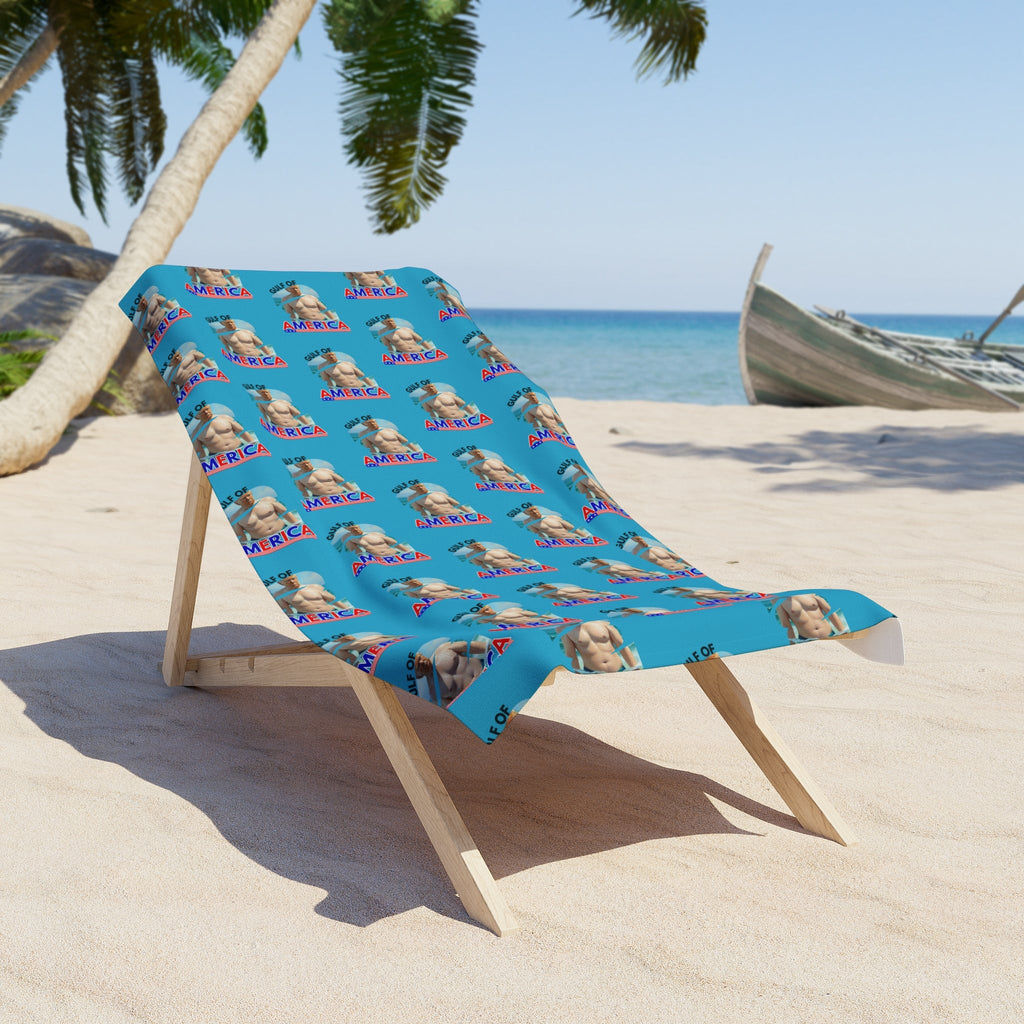 Trump at Gulf of America Novelty Beach Towel Printify