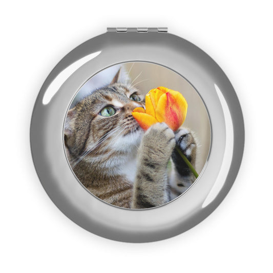 Cute Cat Compact Travel Mirror - Ideal Gift for Cat Lovers Printify