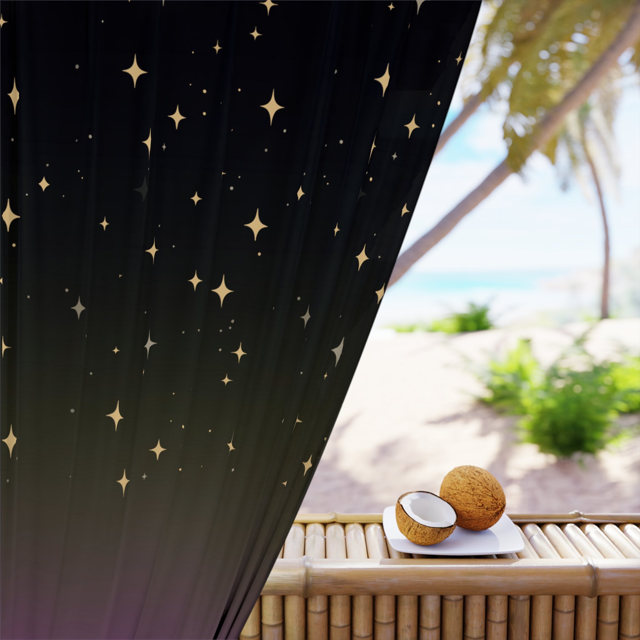 “Night Watchers” Blackout Curtain Panel – Cat Silhouettes & Starry Sky