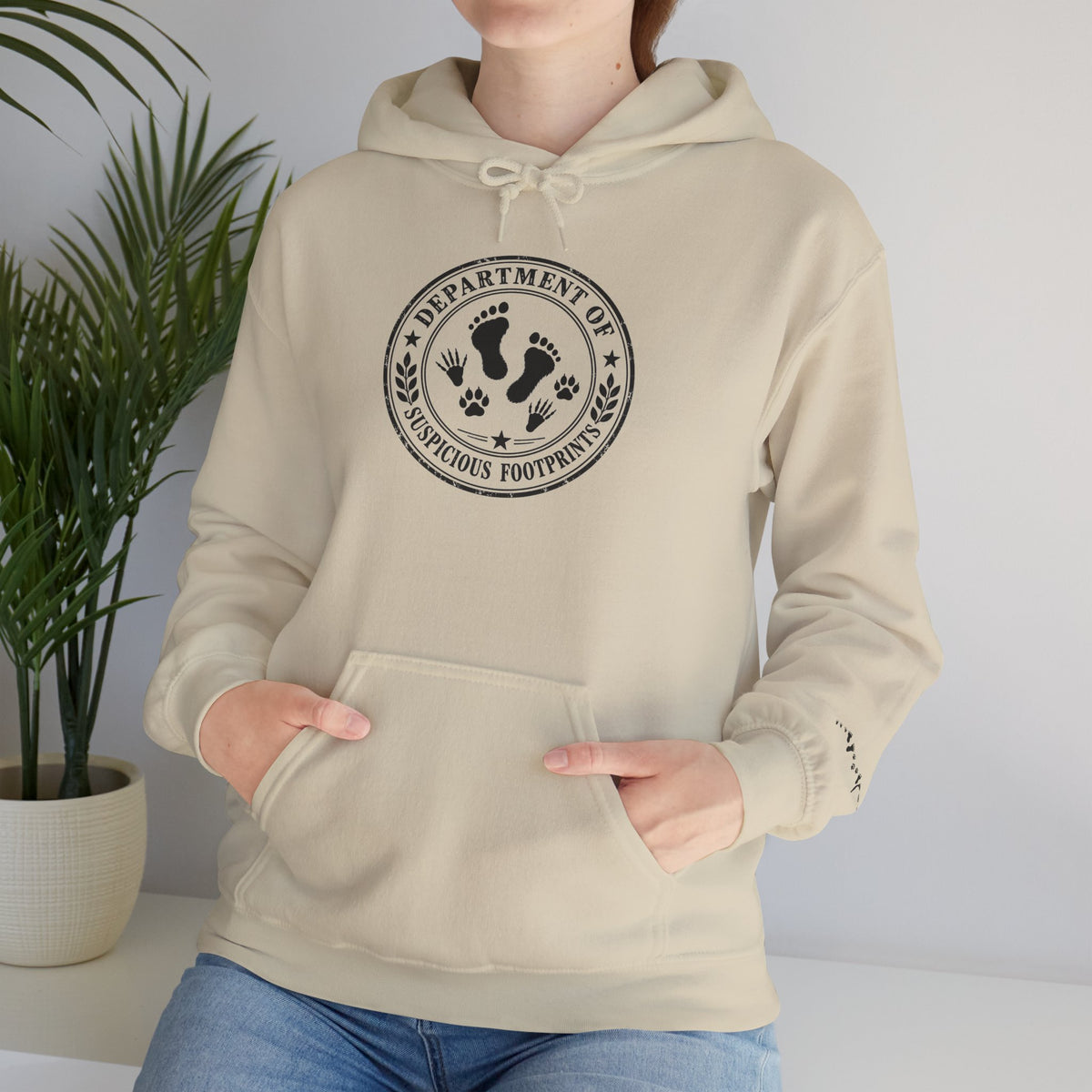 Department of Suspicious Footprints Hoodie | Bigfoot, Raccoon & Cat Cryptid Sweatshirt