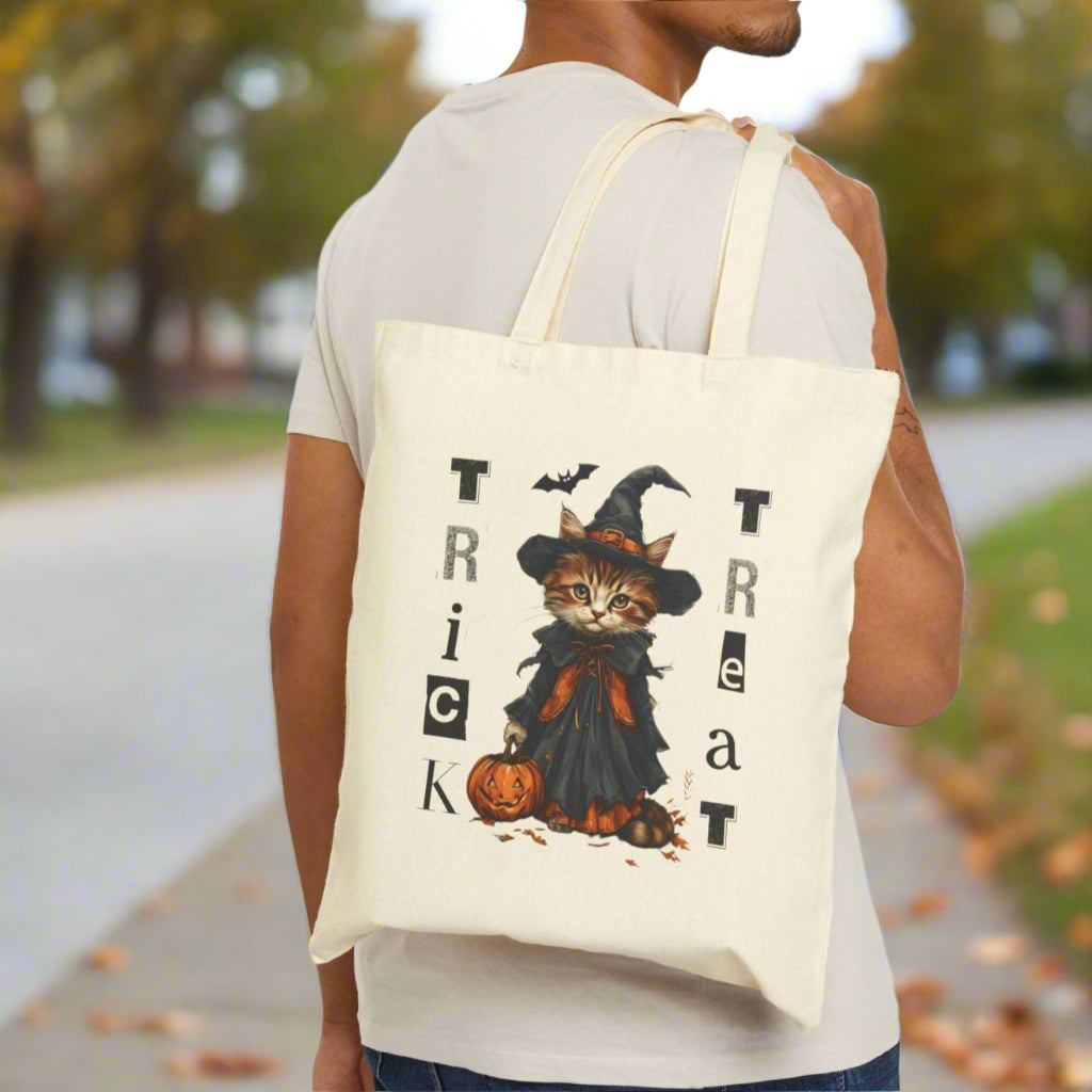 Halloween Cat Trick or Treat Tote Bag
