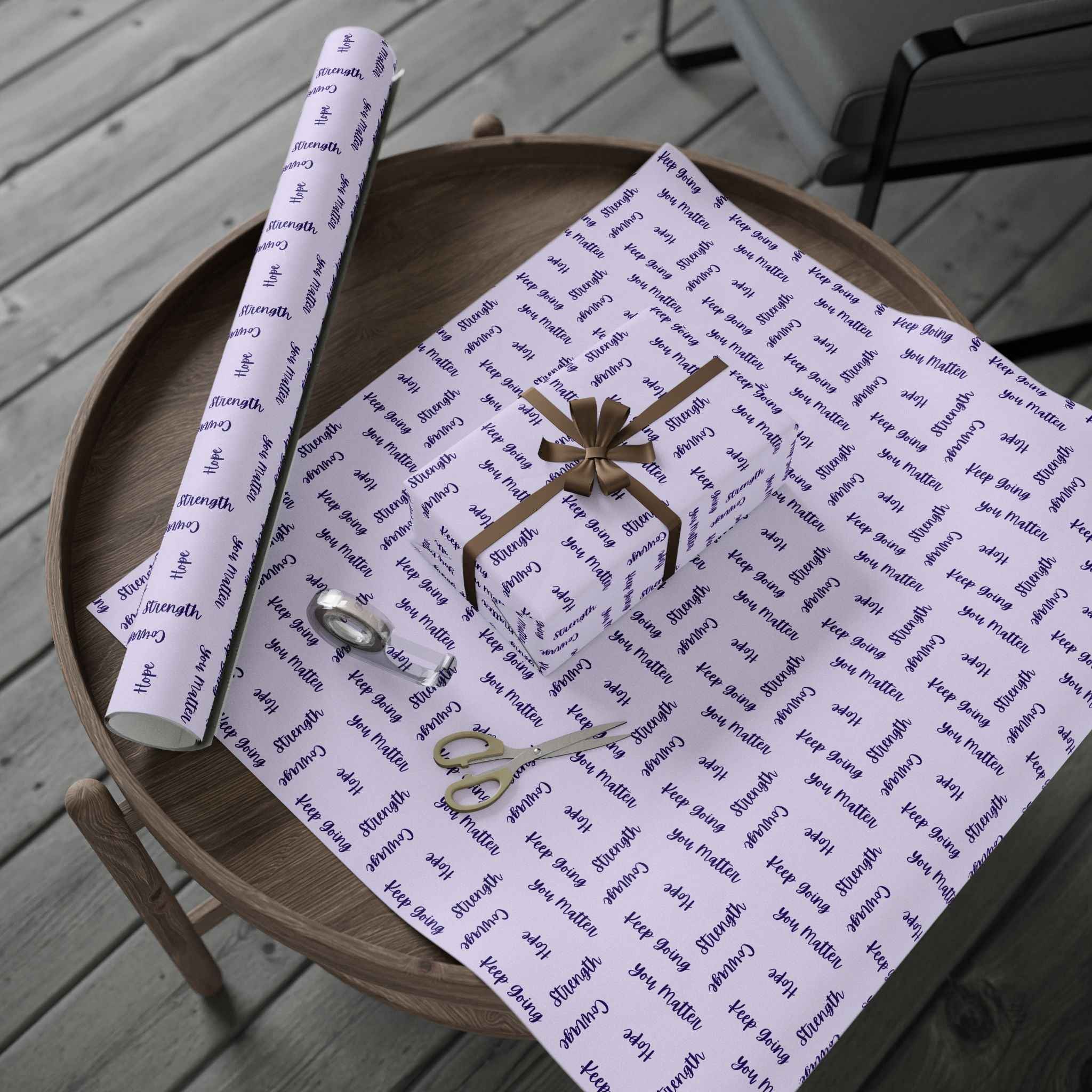 Inspirational Word Wrap – Light Purple Encouragement Gift Wrap