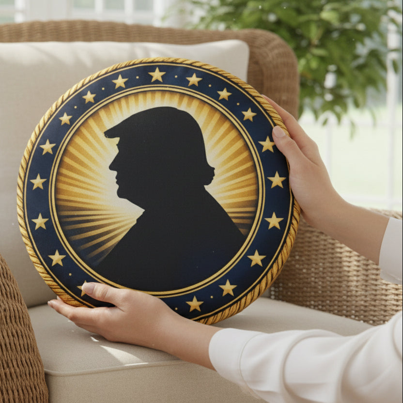 Golden Seal Silhouette Custom USA-Shaped Pillow – Patriotic Statement Décor