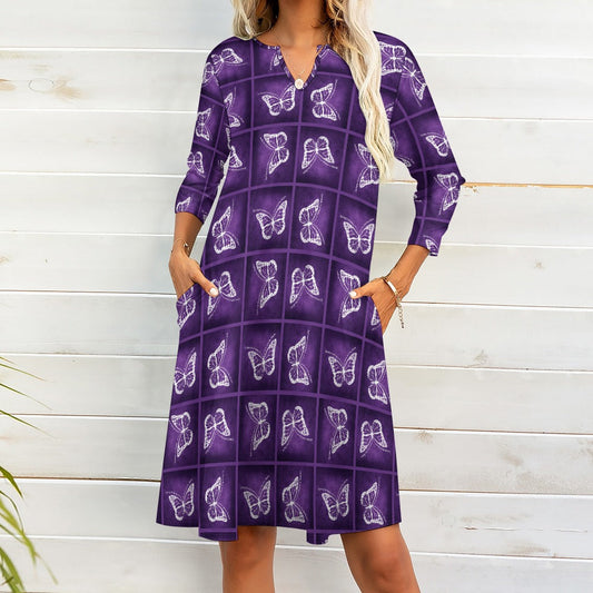 Epilepsy Butterfly 7-Point Sleeve Dress Inkedjoy