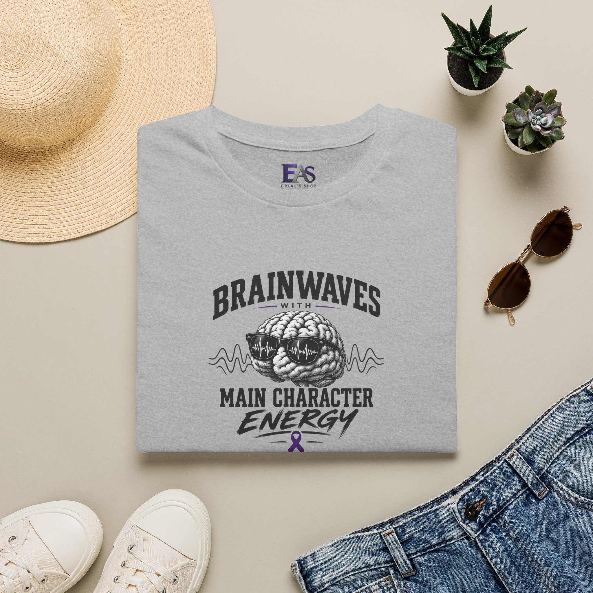 Brainwaves With Main Character Energy Epilepsy Awareness T-Shirt