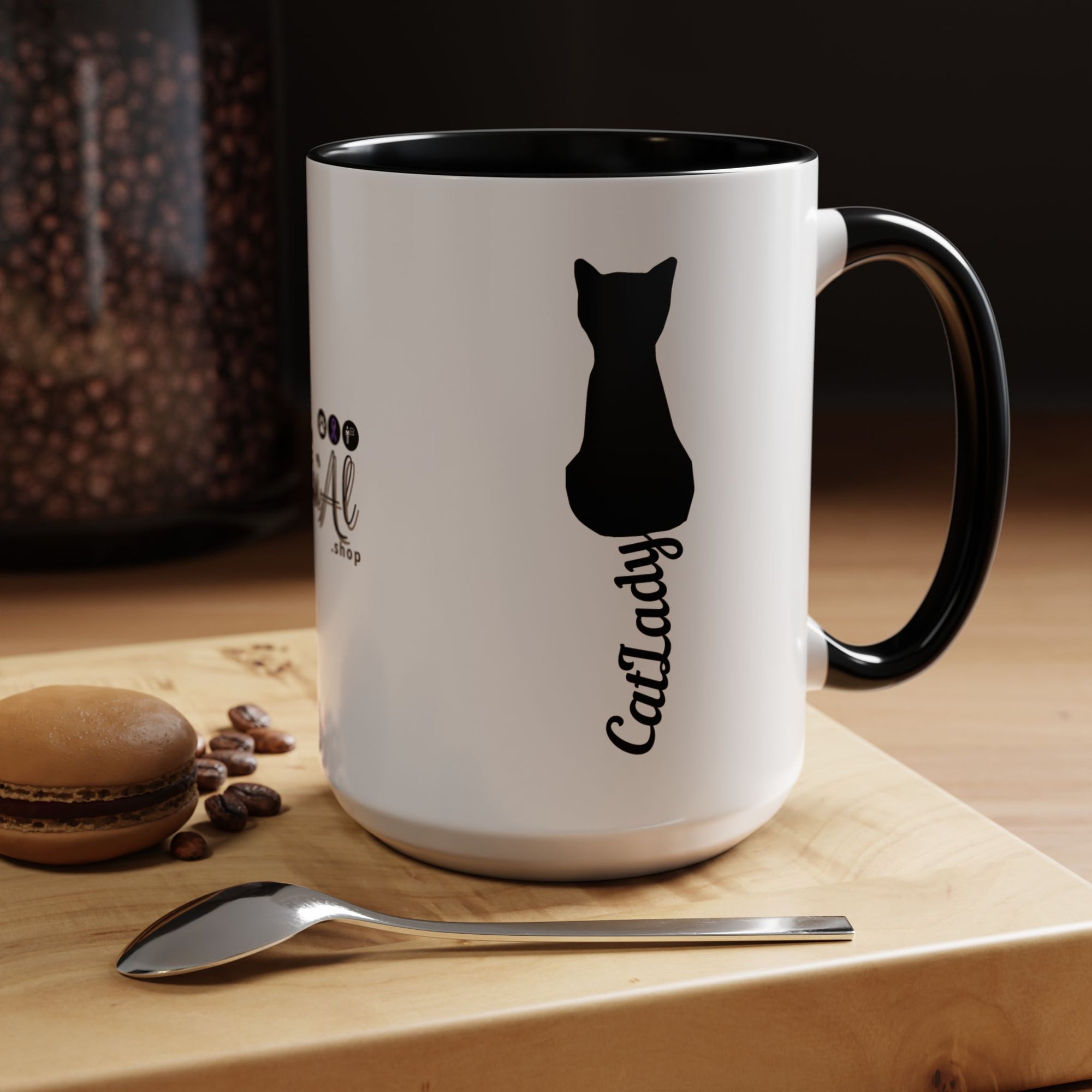 Cursive Tail Cat Lady Coffee Mug, Gift for Cat Lovers