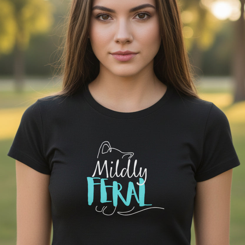 Mildly Feral Women’s Slim Fit Cat Graphic Tee