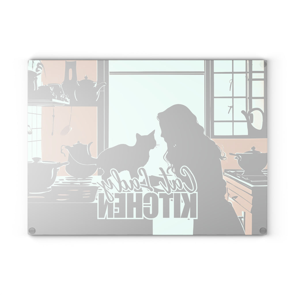 Cat Lady Kitchen Glass Cutting Board