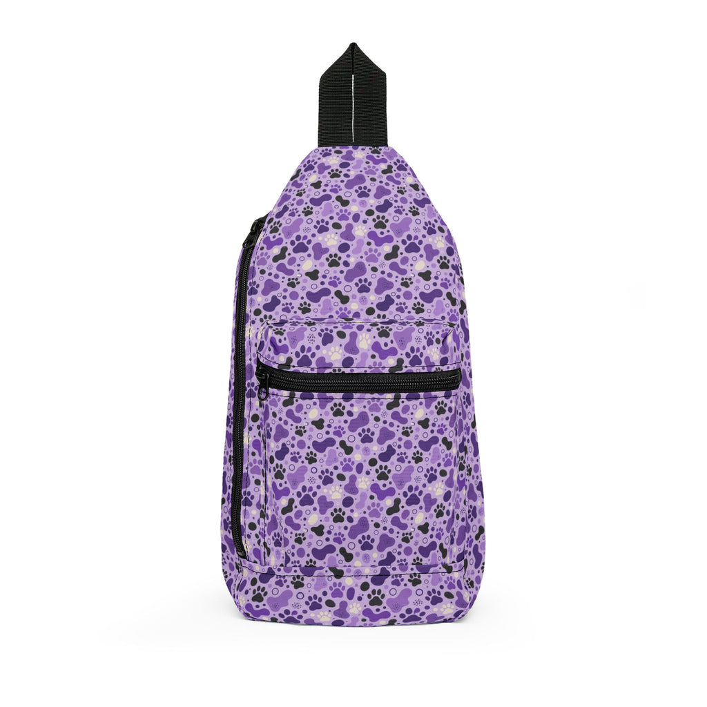 Purple Cat Paw Sling Bag | Abstract Paw Print Crossbody Backpack