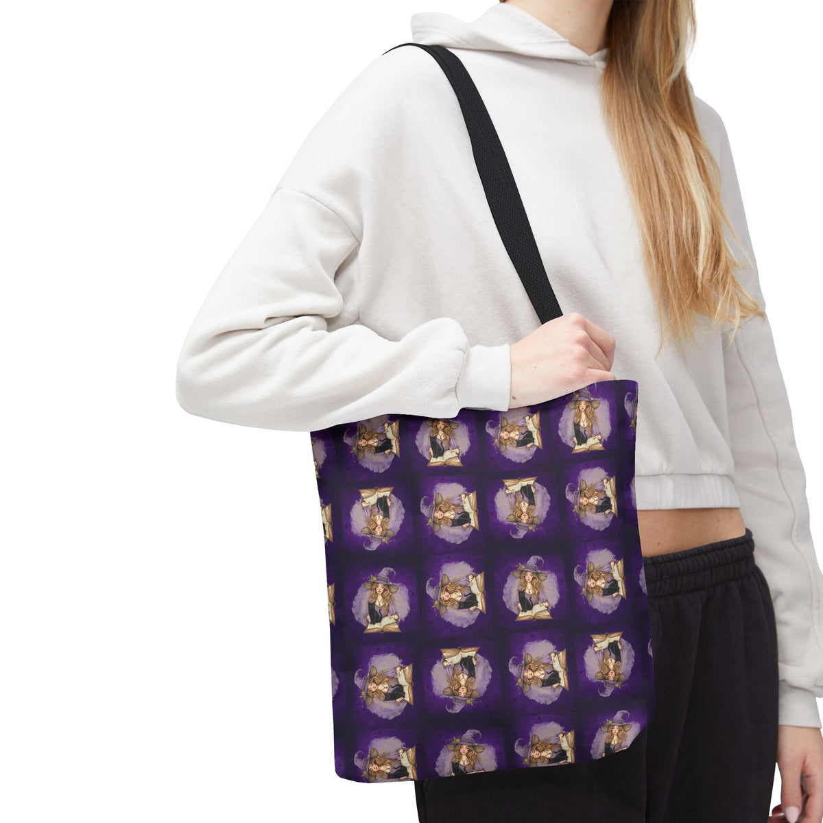 Vibrant Witchy Cat Lady Tote Bag