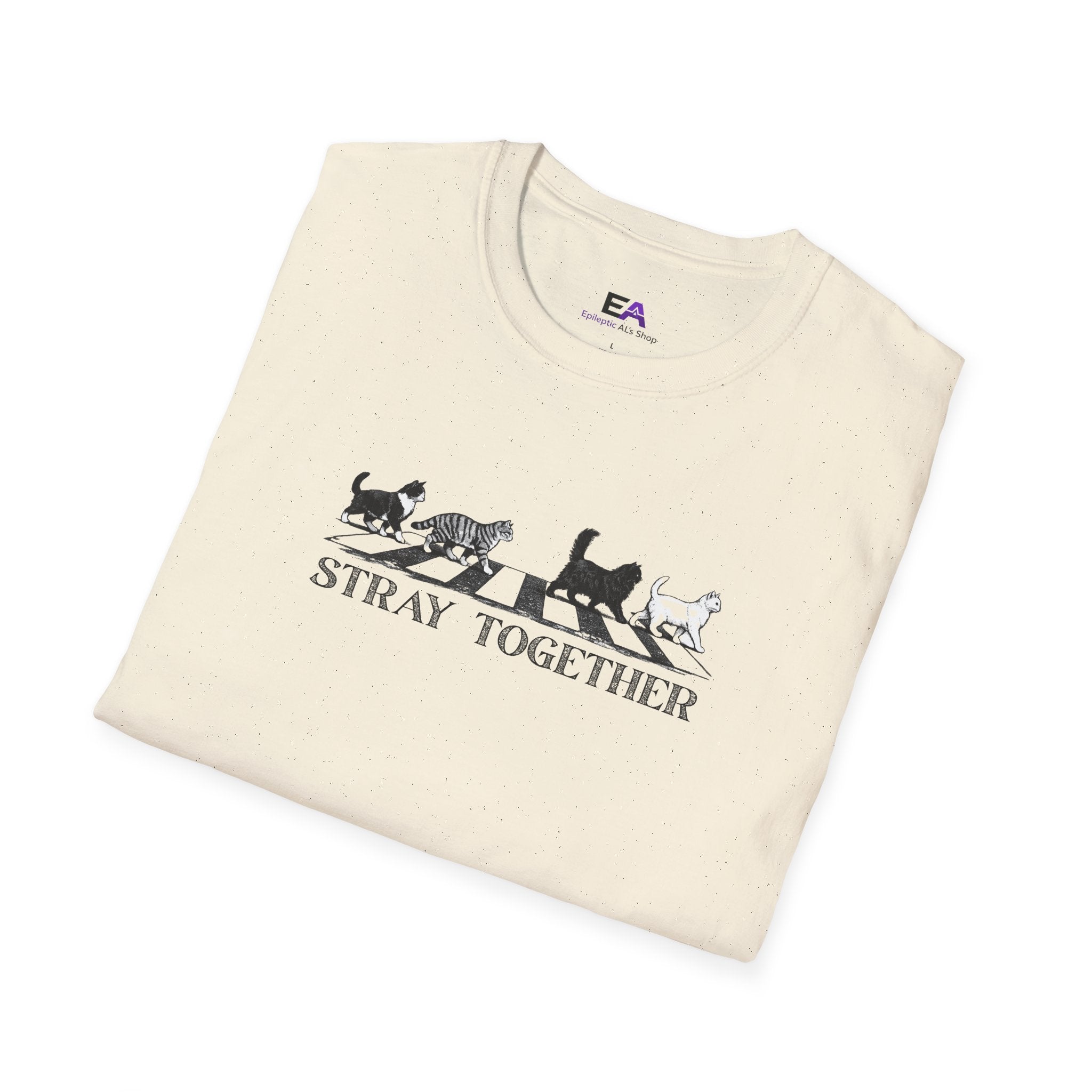 Stray Together Cat Crosswalk T-Shirt | Minimalist Cat Lover Graphic Tee