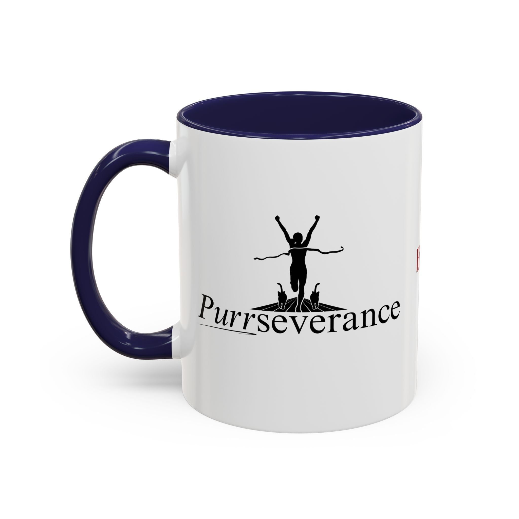 Photo depicting the ​Purrseverance Accent Coffee Mug (11, 15oz) from EpiAl's Shop.