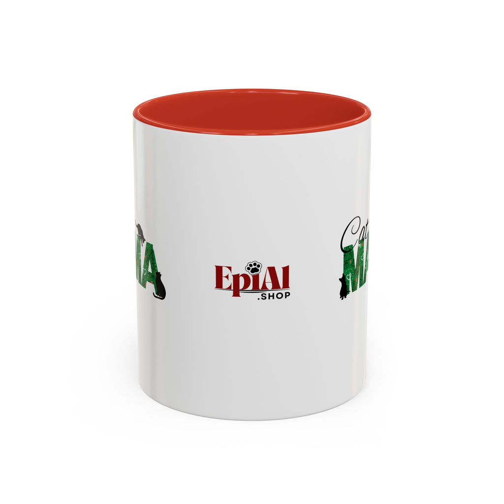 Christmas Cat Mama Accent Coffee Mug (11, 15oz)