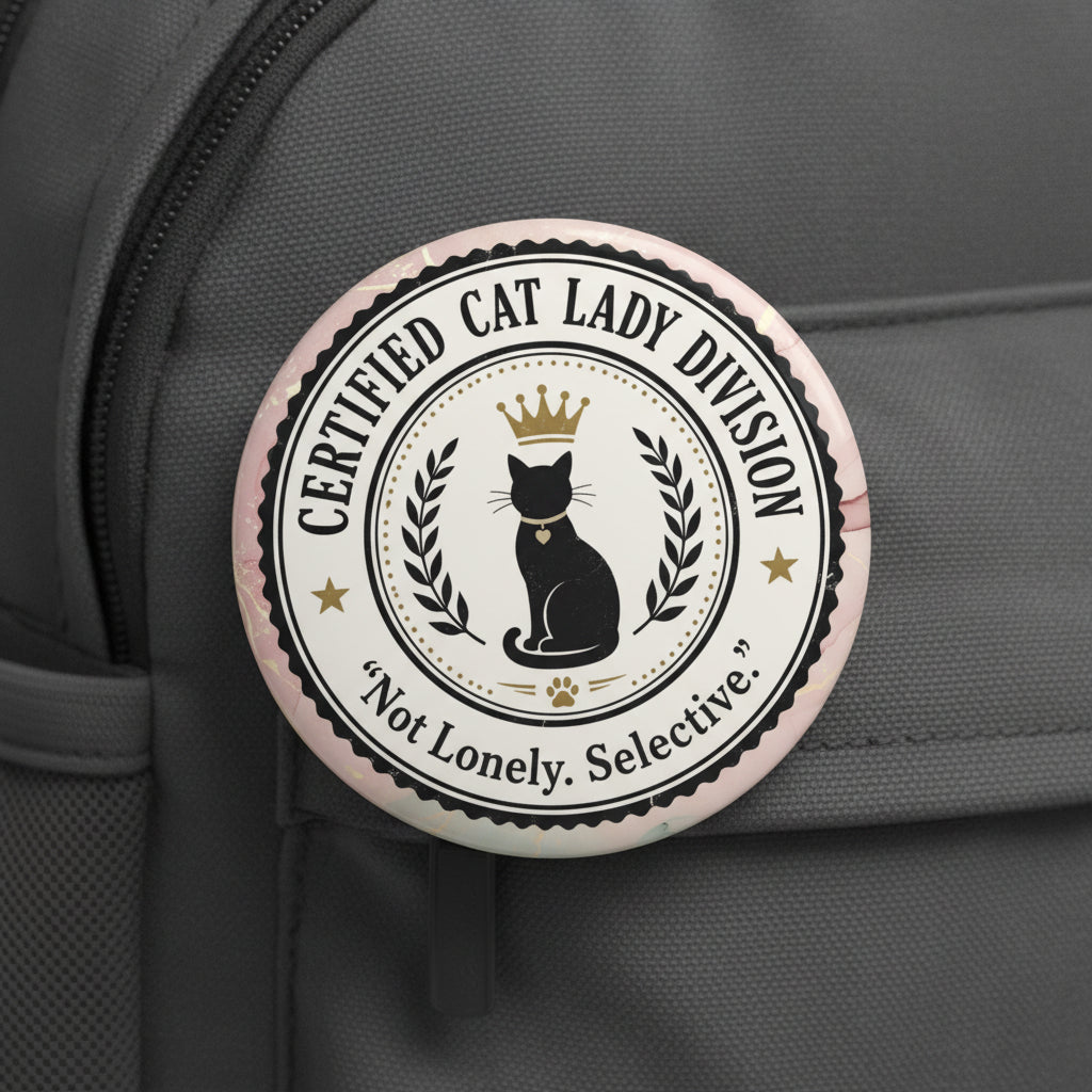 Certified Cat Lady Division Pin Button | “Not Lonely. Selective.”