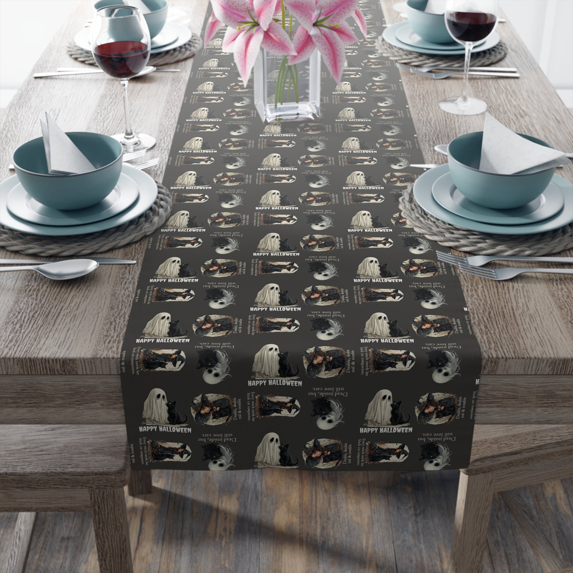 Cat-Themed Halloween Table Runner