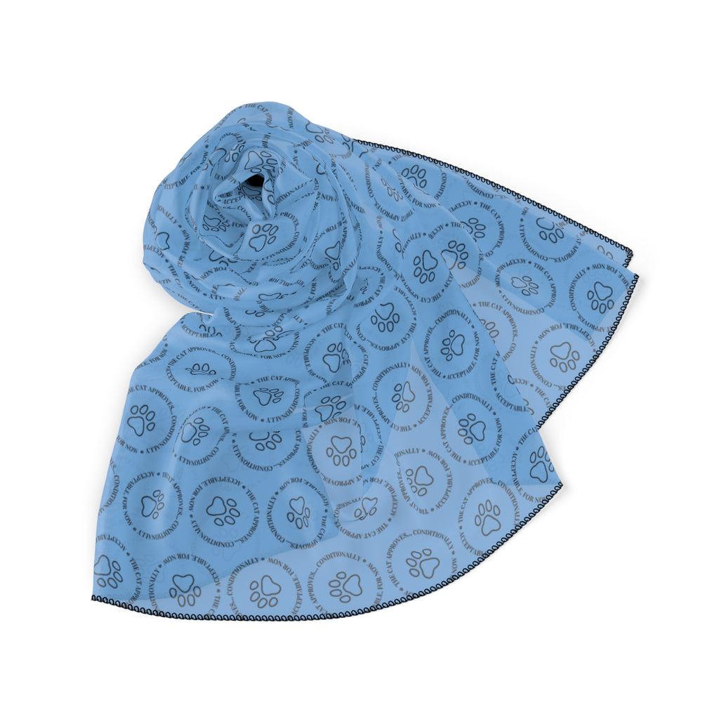 “Approved by the Cat, Conditionally” Poly Scarf | Lightweight Statement Scarf