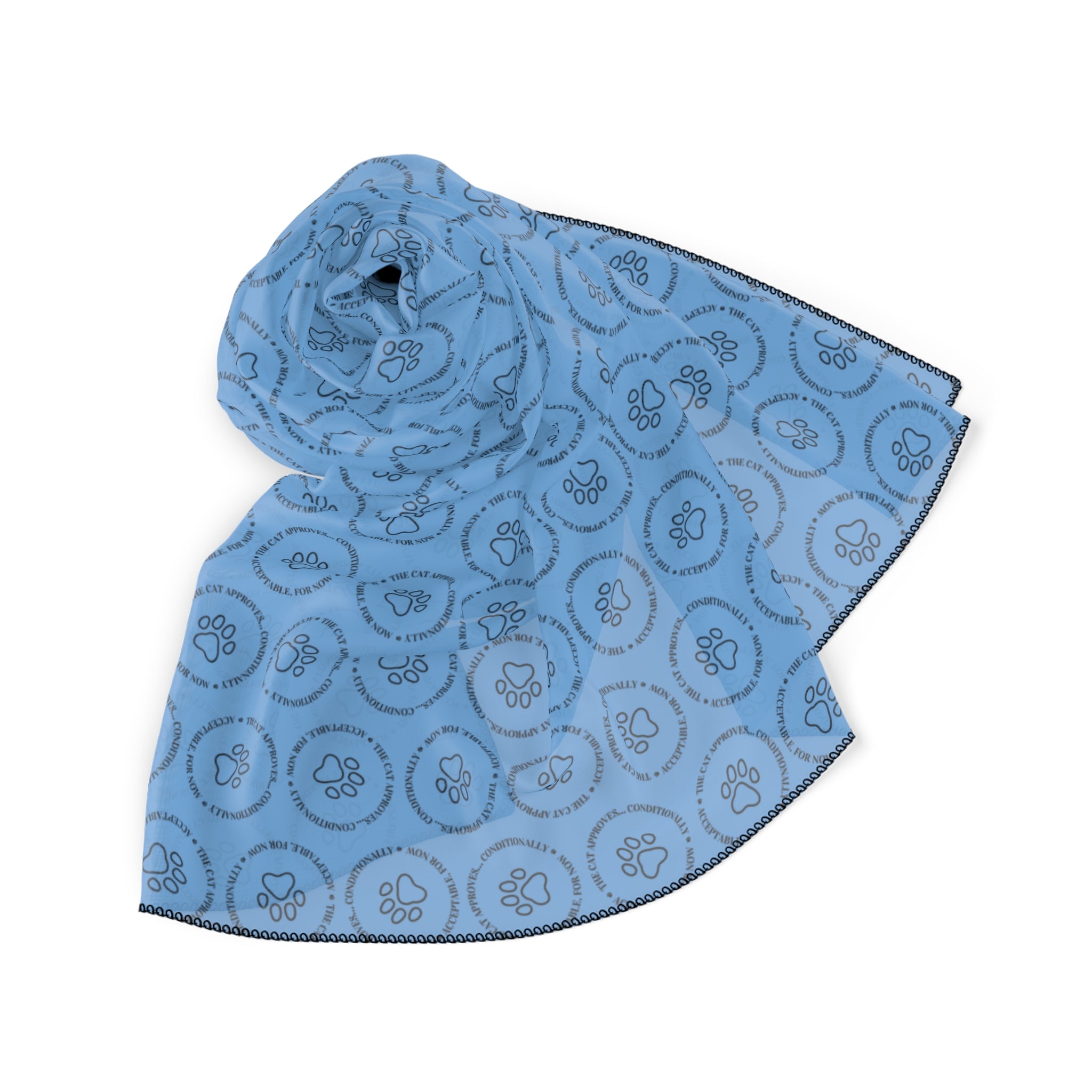“Approved by the Cat, Conditionally” Poly Scarf | Lightweight Statement Scarf