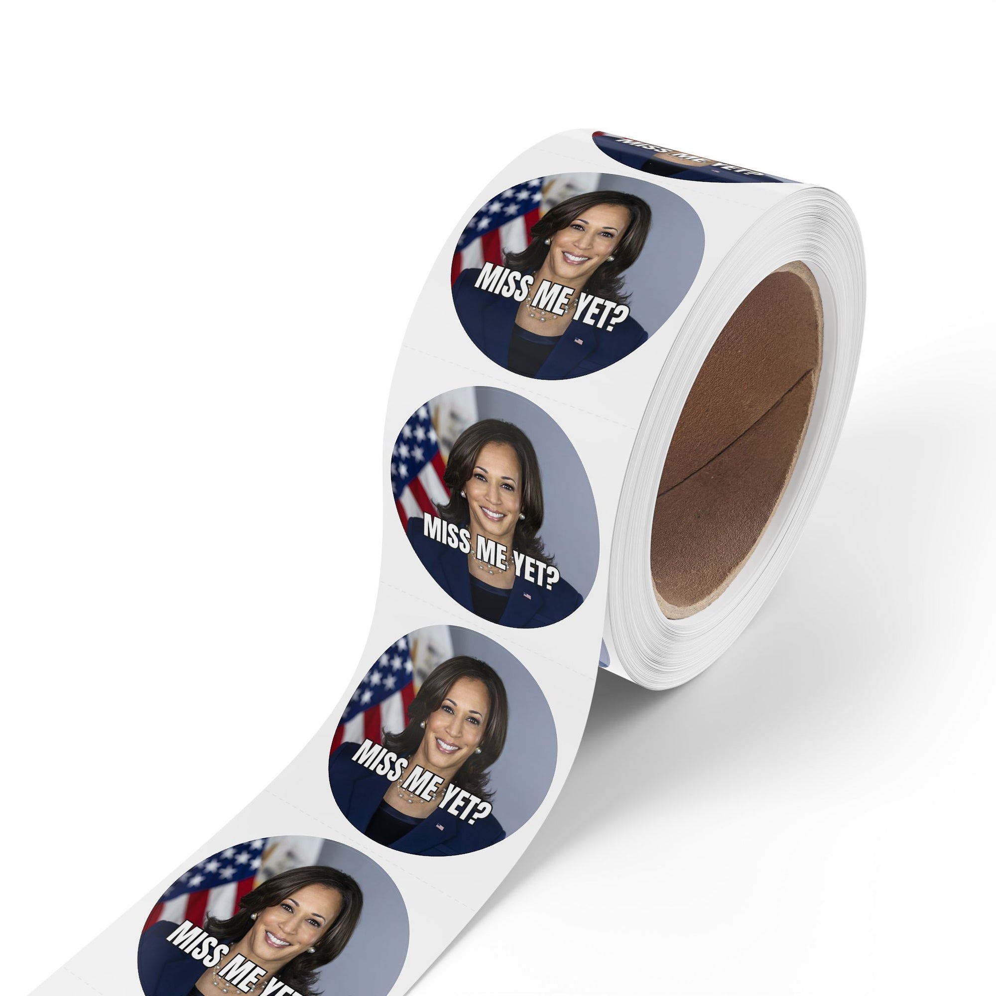 Political Round Sticker Rolls - Kamala 'Miss Me Yet?'