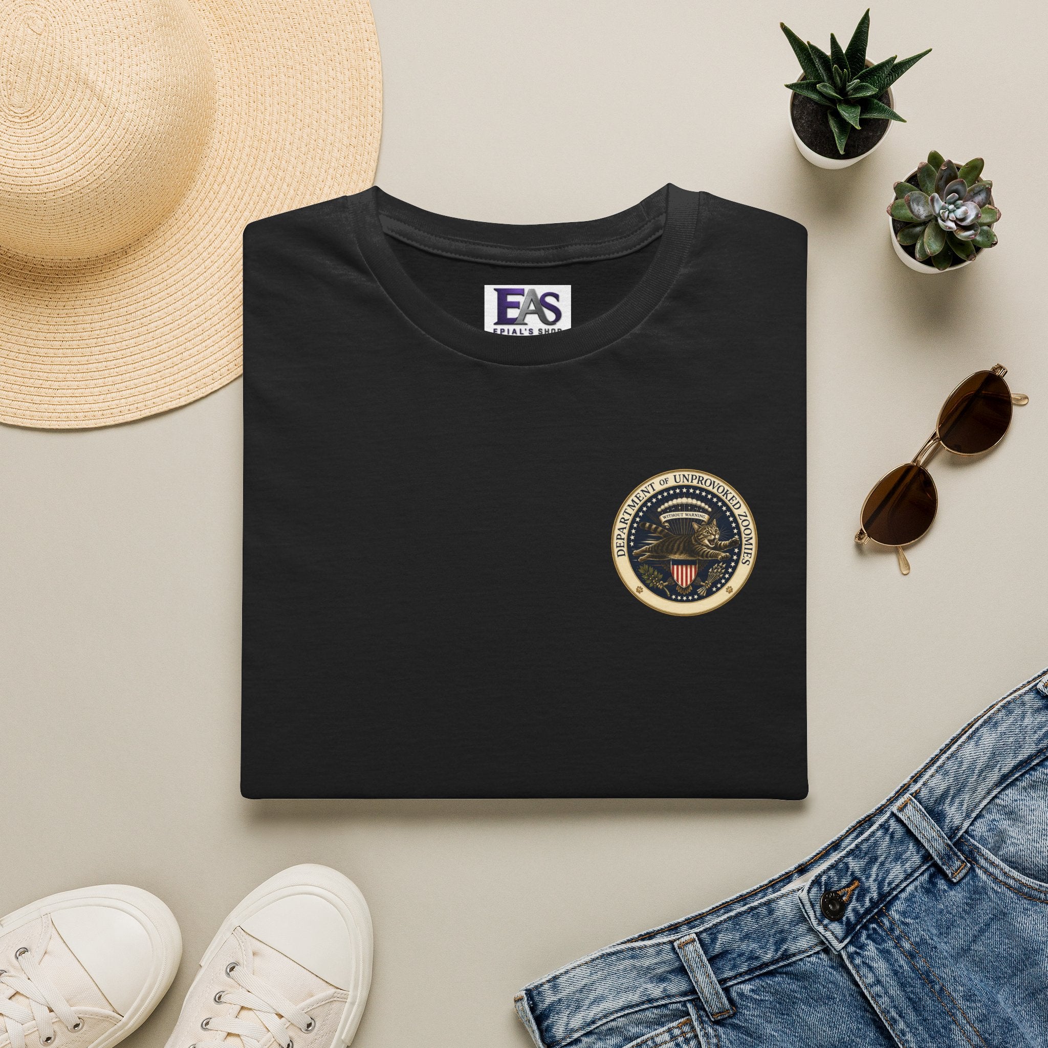 Department of Unprovoked Zoomies Cat T-Shirt | Faux Government Seal Tee