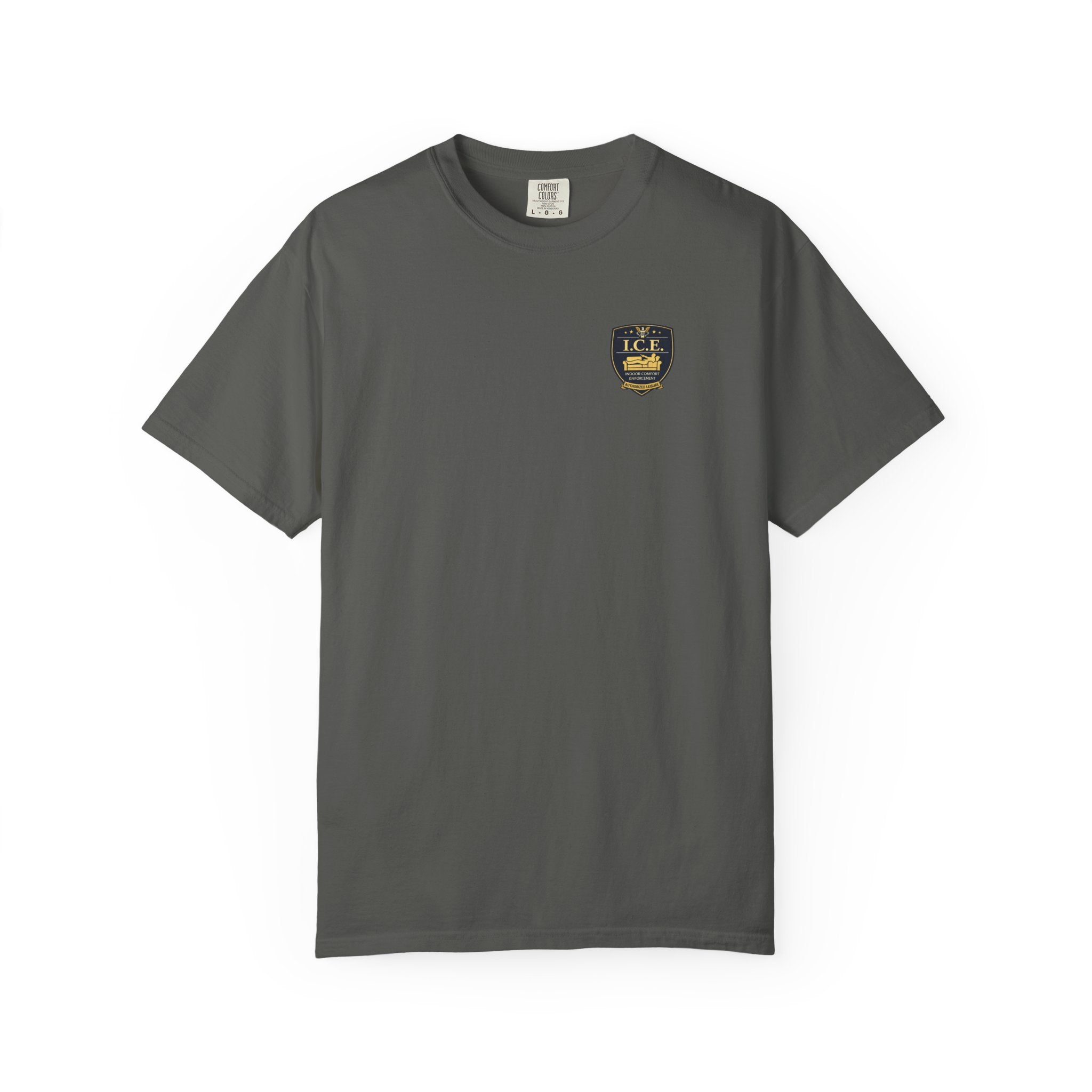 I.C.E. Badge T-Shirt | Institute of Cozy Excellence Parody Tee