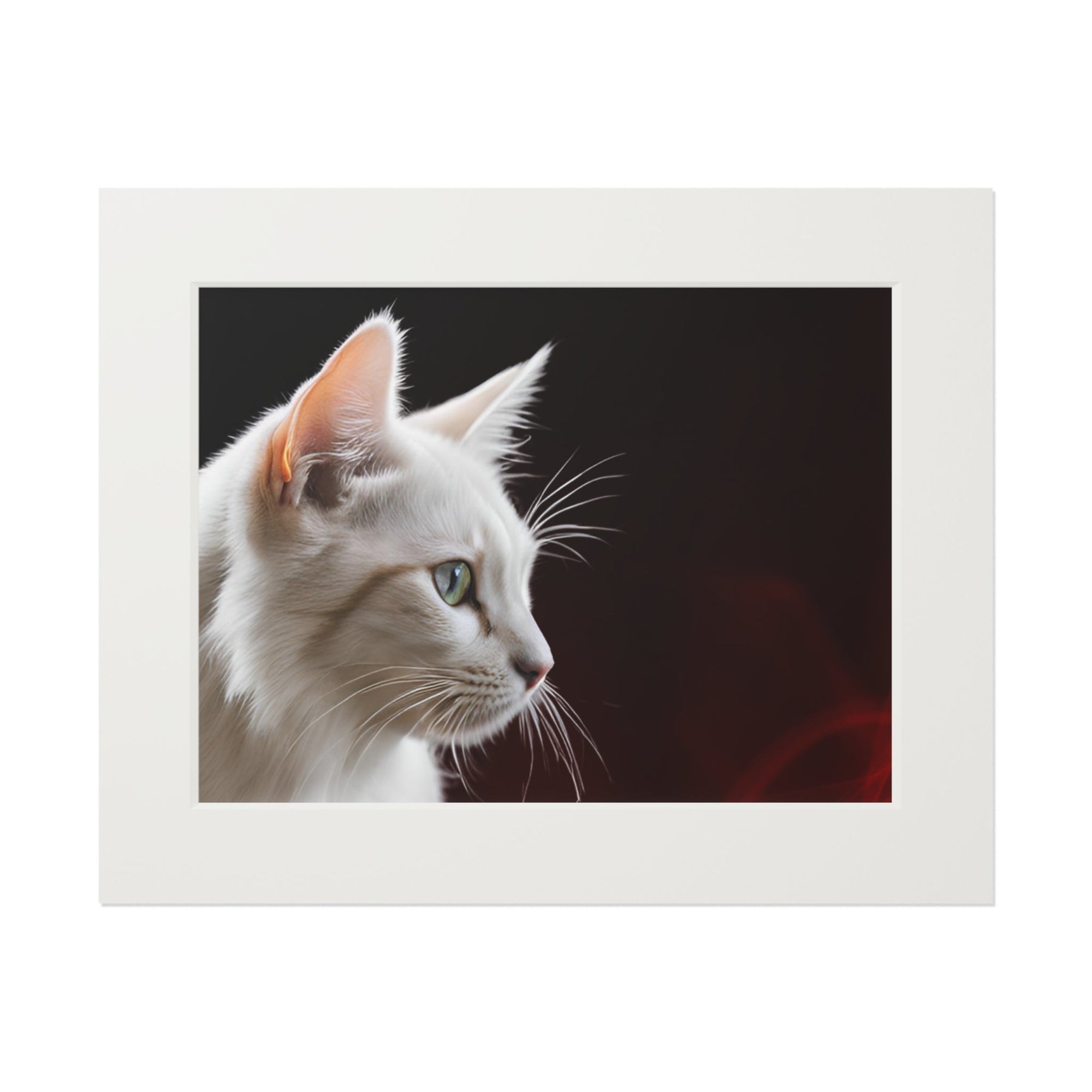 Wonderful White Cat Fine Art Print with Passepartout Frame Printify