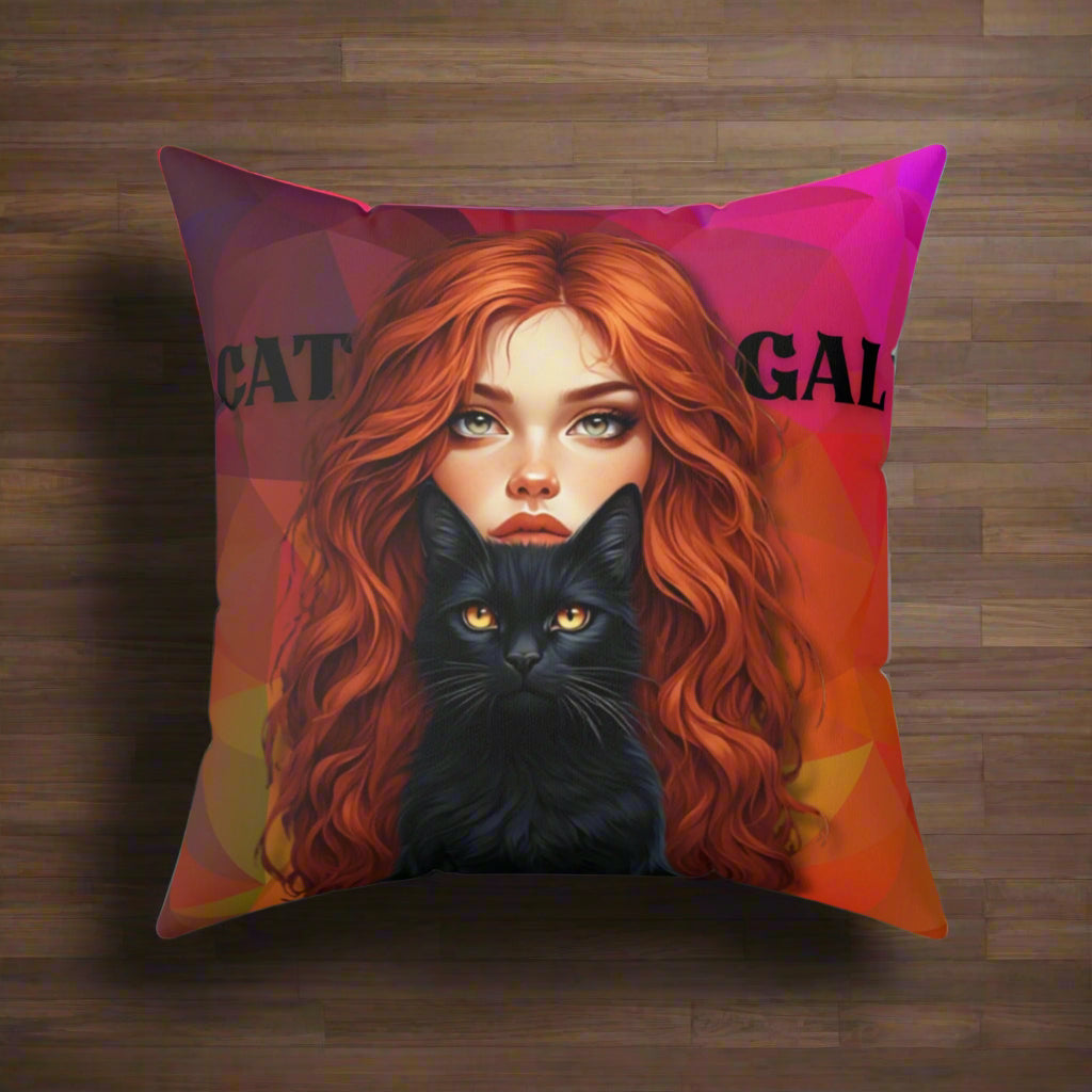 Cat Gal Decorative Pillow, Home Decor