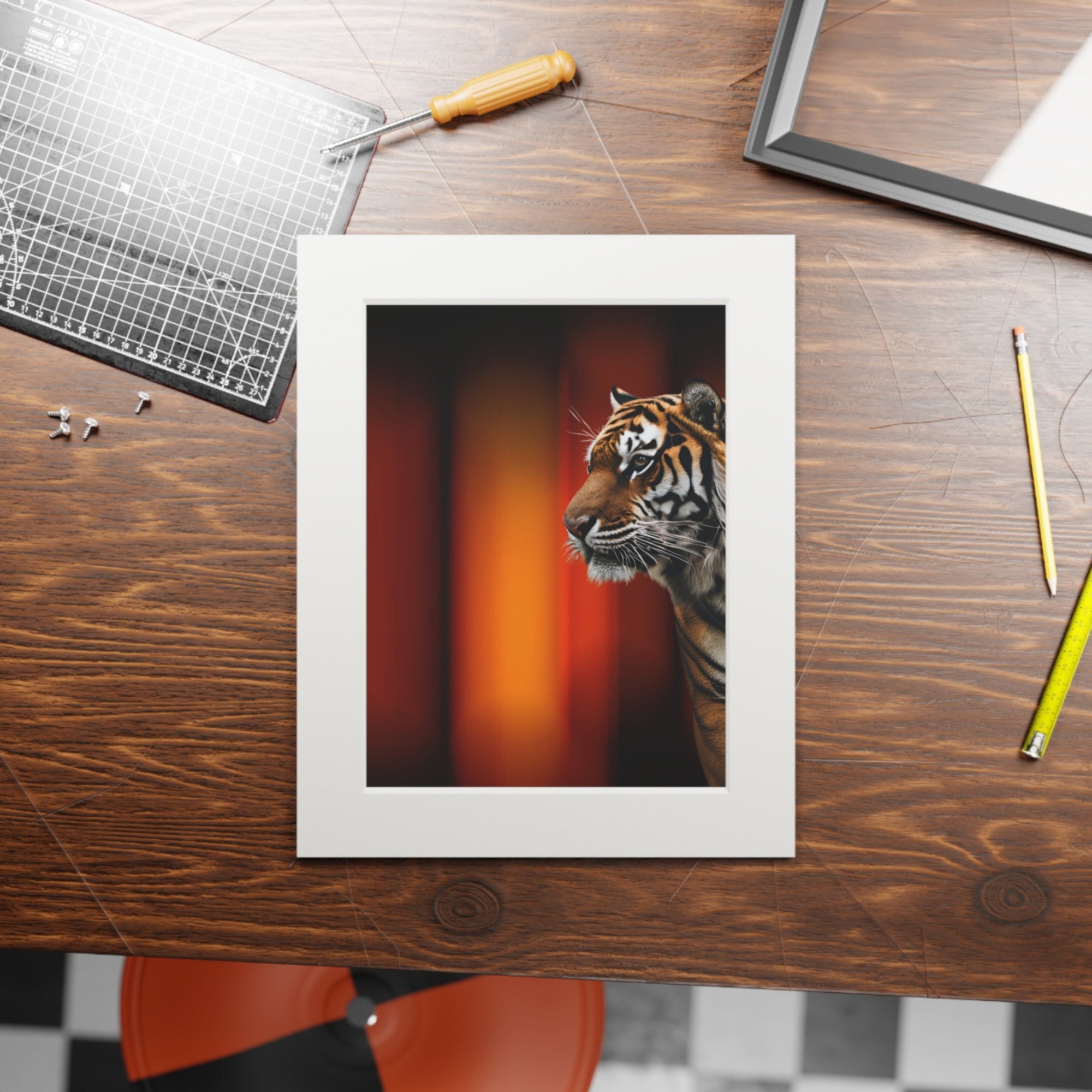 Beautiful Tiger Fine Art Print with Passepartout Frame Printify
