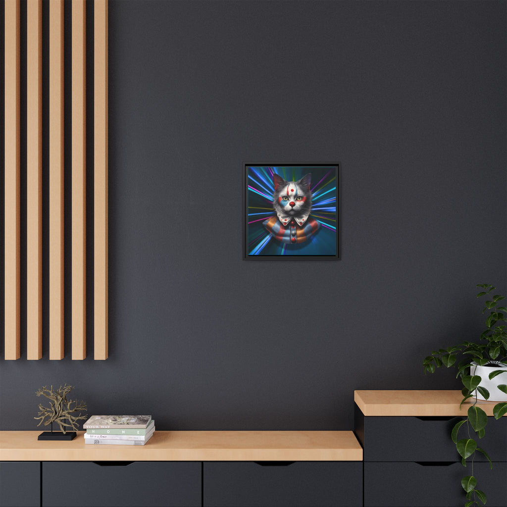 Colorful Cat Clown Framed Canvas Art – Quirky Home Decor for Pet Lovers