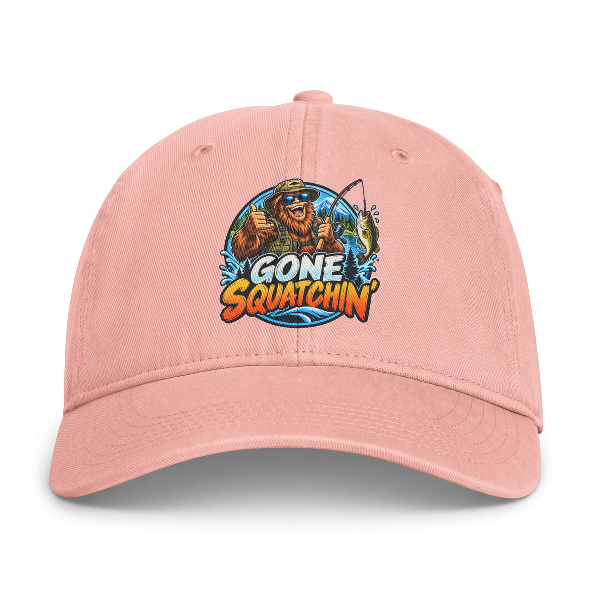Gone Squatchin' Bigfoot Fishing Hat | Embroidered Sasquatch Cap