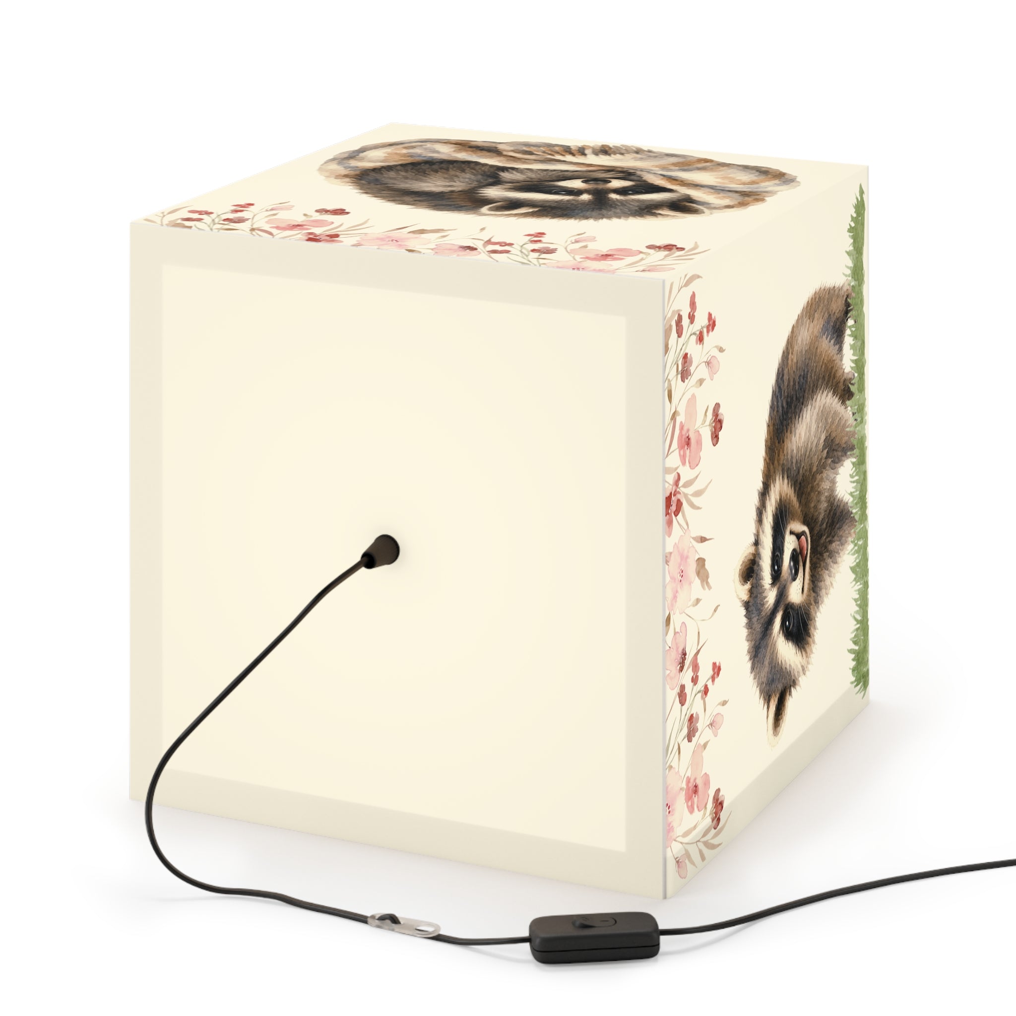 Jimothy Mood Collection Cube Lamp – Curious, Cozy, Unbothered & Happy Watercolor Raccoon Light