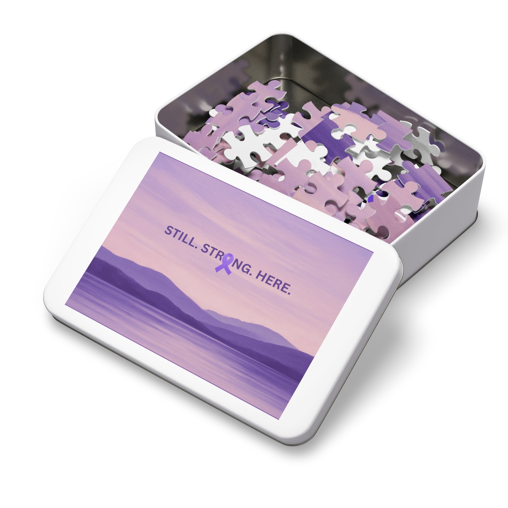 “Still. Strong. Here.” Epilepsy Awareness Jigsaw Puzzle — Lavender Horizon Design