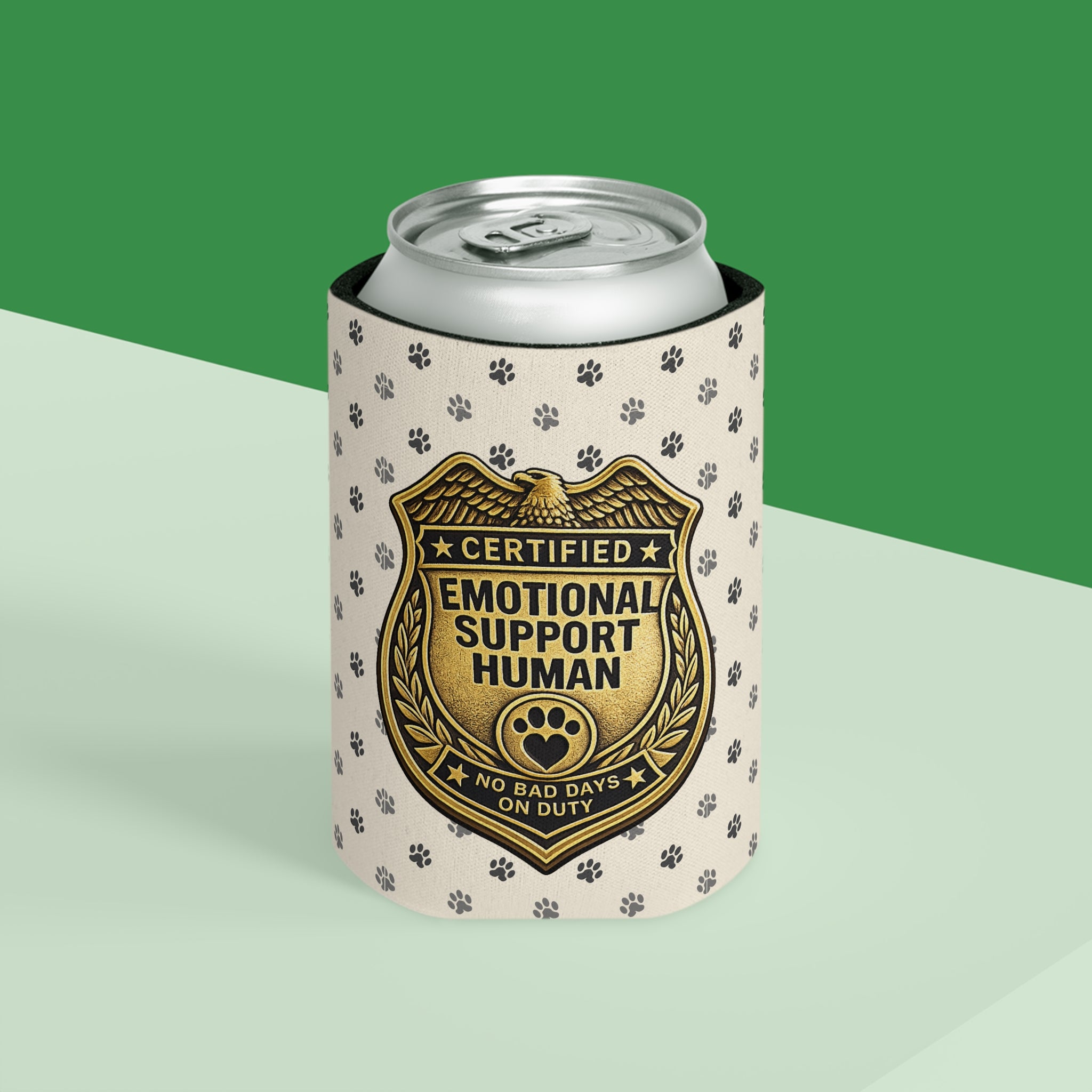 Certified Emotional Support Human Can Cooler | Funny Cat Lover Koozie