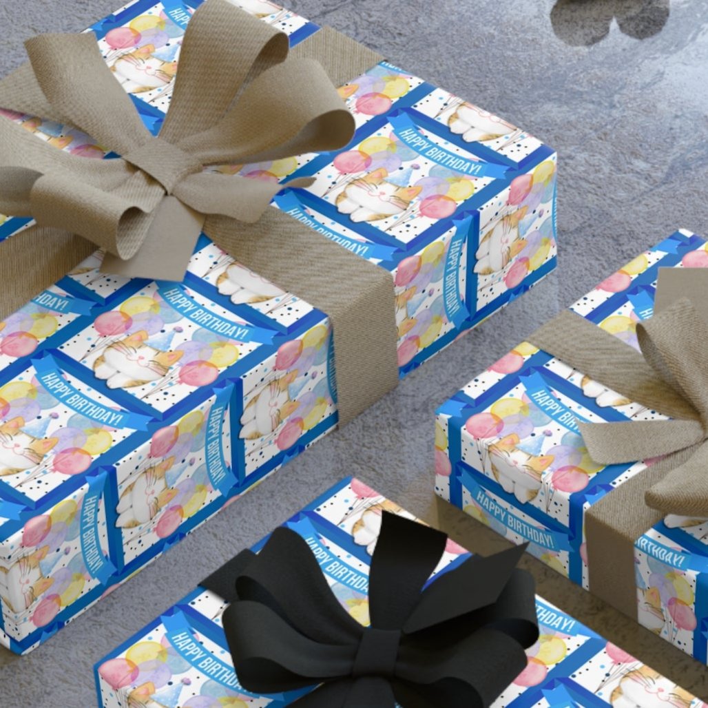Little Boy Kitty Birthday Gift Wrapping Paper Rolls, 1pc - EpiAl's Shop