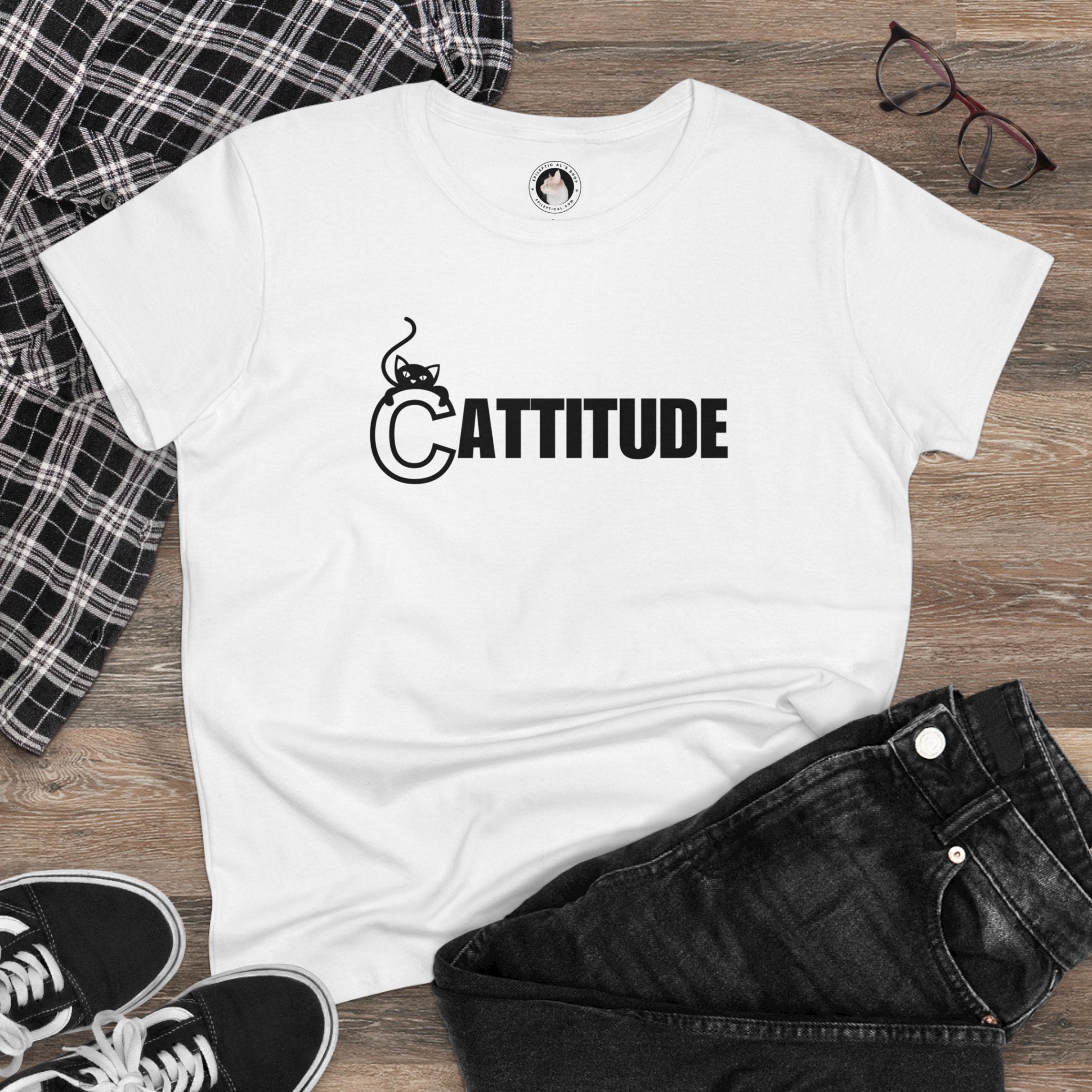 Cattitude Women's Midweight Cotton Tee - T - Shirt - Epileptic Al’s Shop