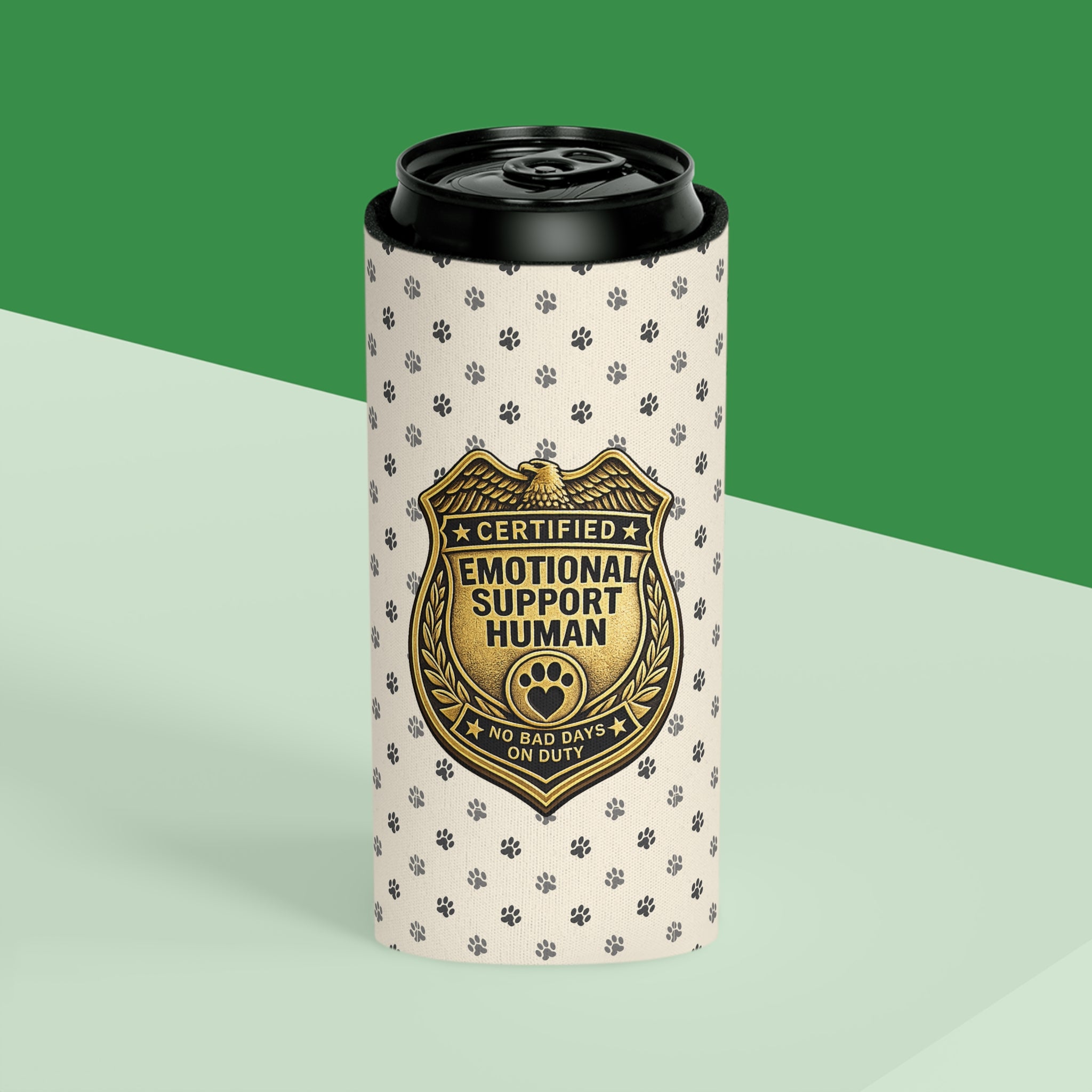 Certified Emotional Support Human Can Cooler | Funny Cat Lover Koozie