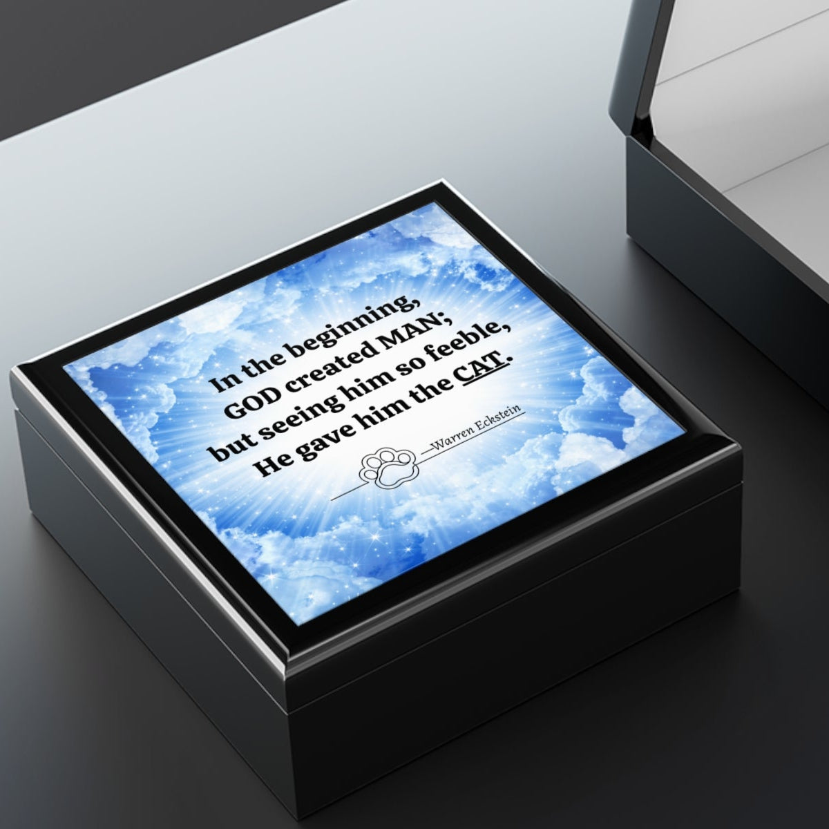 In the Beginning Cat Lover Jewelry Box