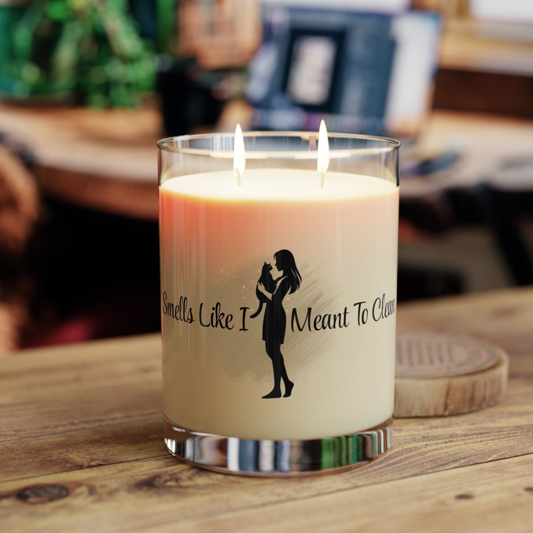Smells Like I Meant To Clean – Funny Cat Lover Glass Candle