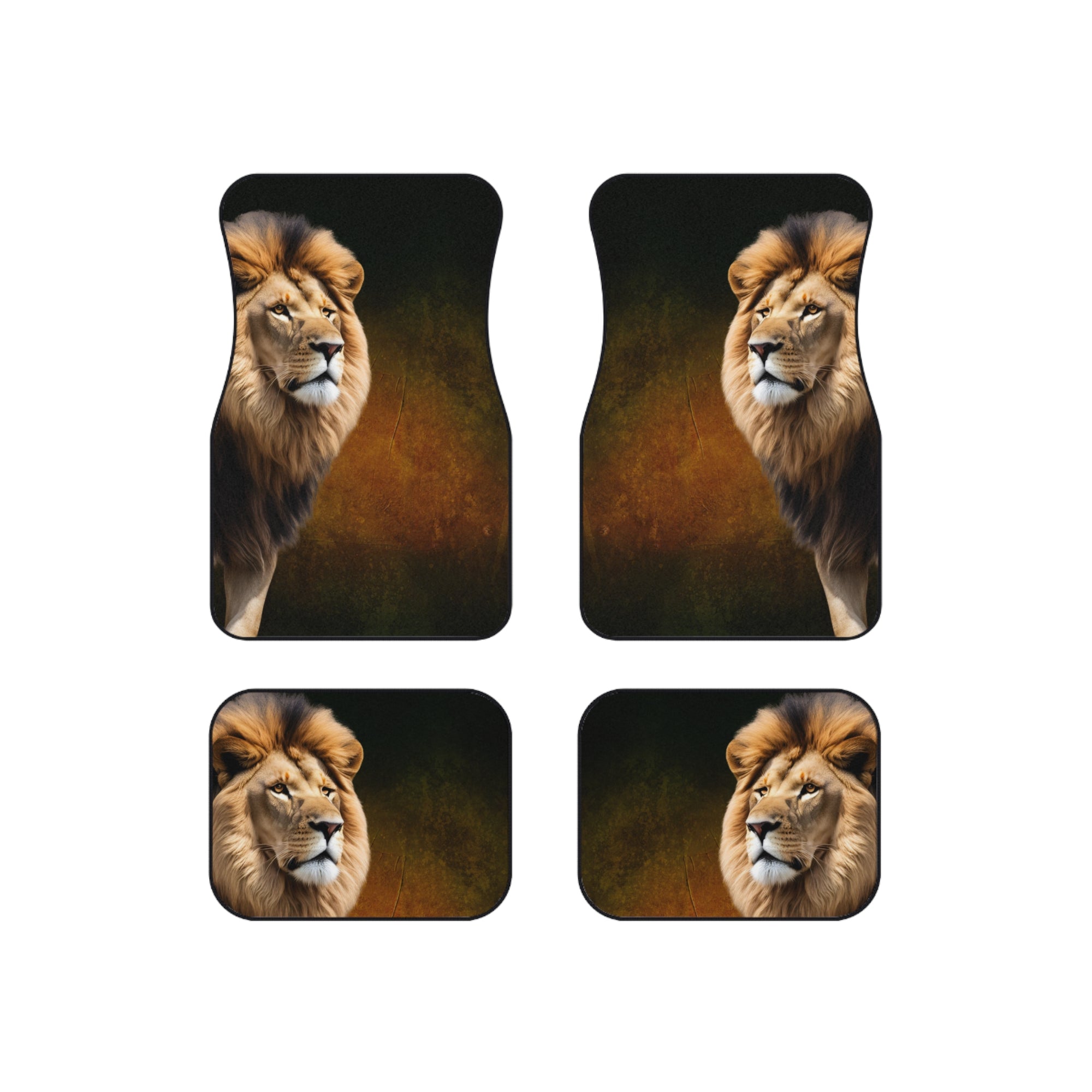Majestic Lion Car Mats Set of 4 - Animal Print Auto Accessories for Car Enthusiasts