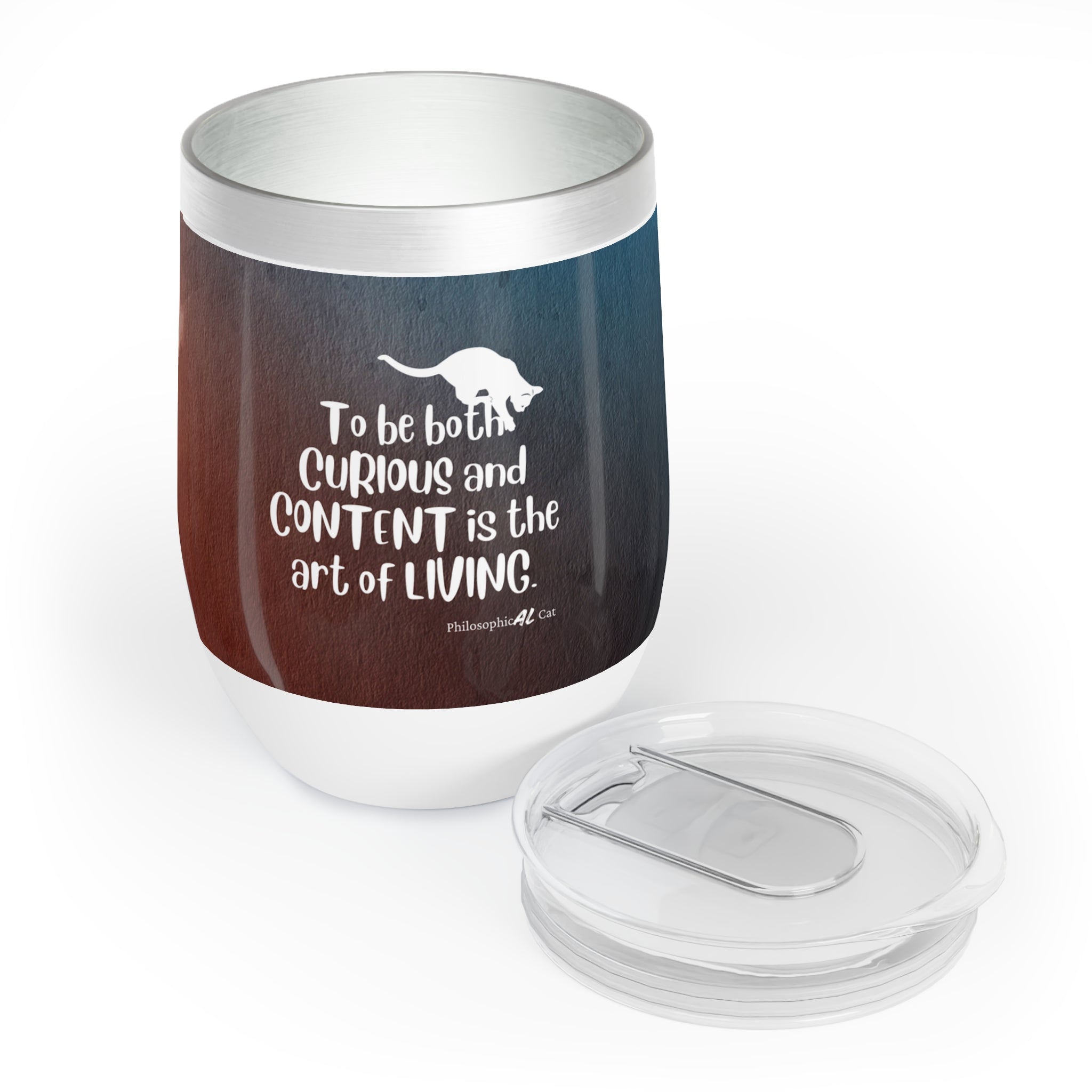 Photo depicting the ​Curious & Content Chill Wine Tumbler from EpiAl's Shop.