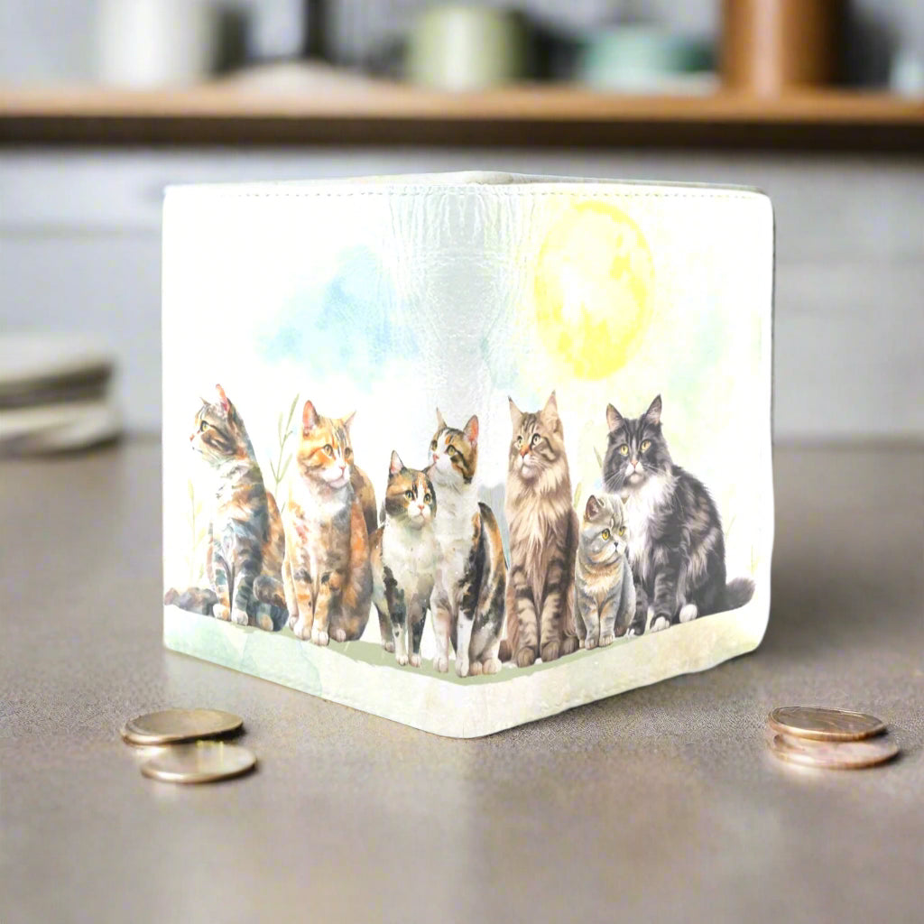 Watercolor Cats Faux Leather Wallet