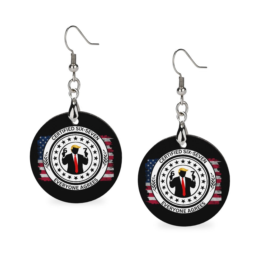 Certified Six-Seven Seal Wood Earrings – Political Parody Statement Dangles