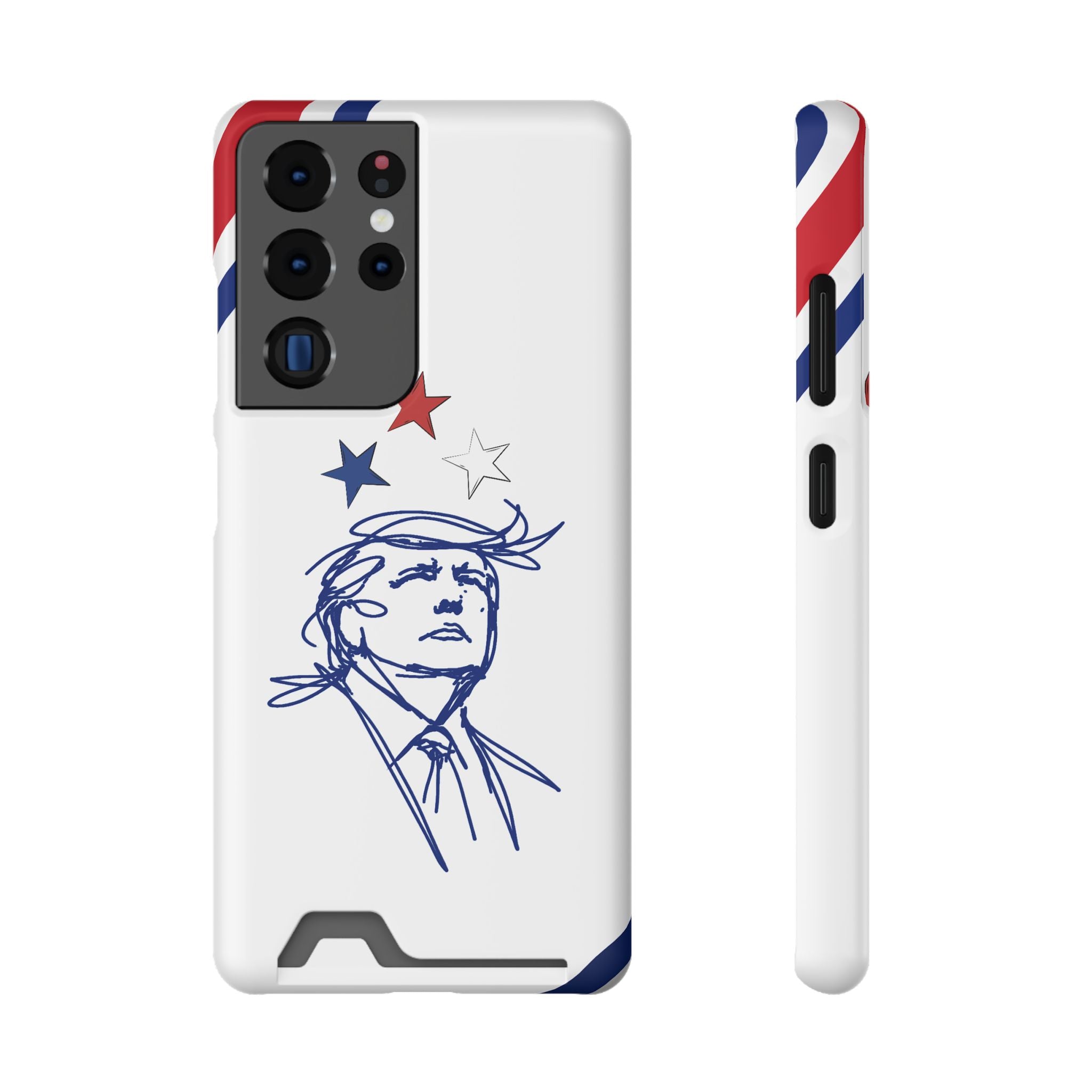 Swoop Guy iPhone Case – Minimal Line Portrait Patriotic Design, Slim Protective Case with Card Slot
