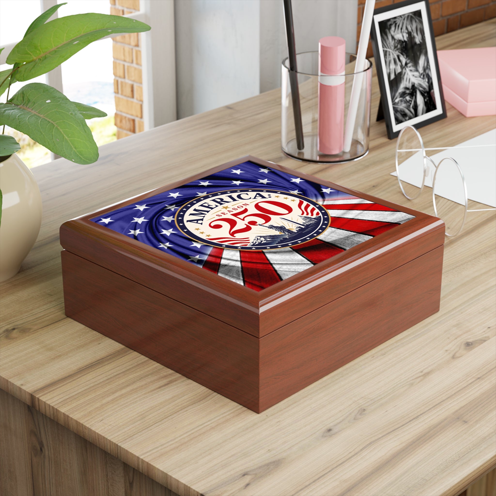 America 250 Patriotic Jewelry Box | Vintage Americana Keepsake Box