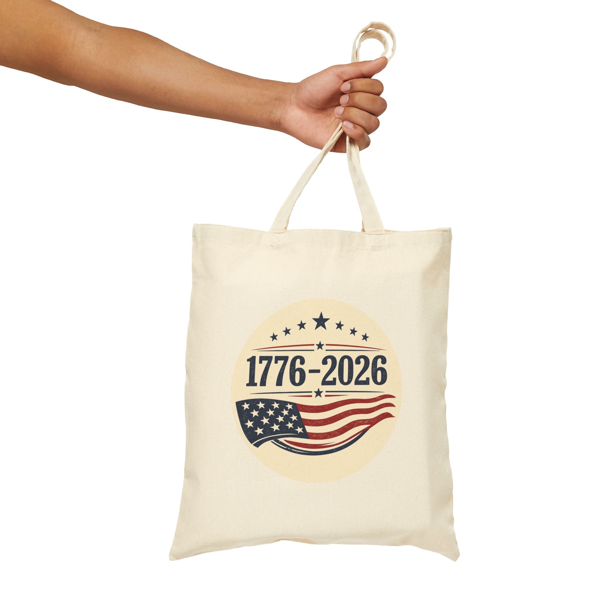 1776–2026 Patriotic Canvas Tote Bag | Vintage Americana USA Carryall