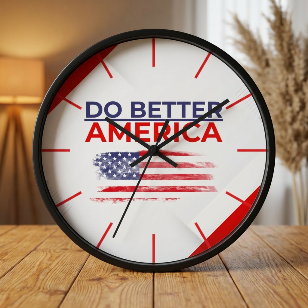 Do Better America Patriotic Silent Wall Clock – 10" Wood Frame Flag Clock