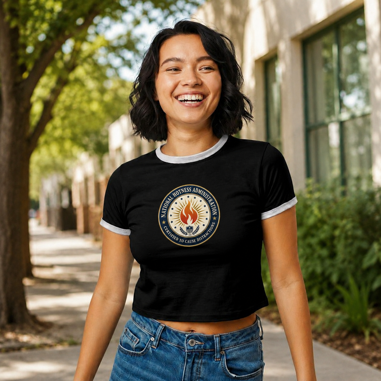 National Hotness Administration Cropped Ringer Tee