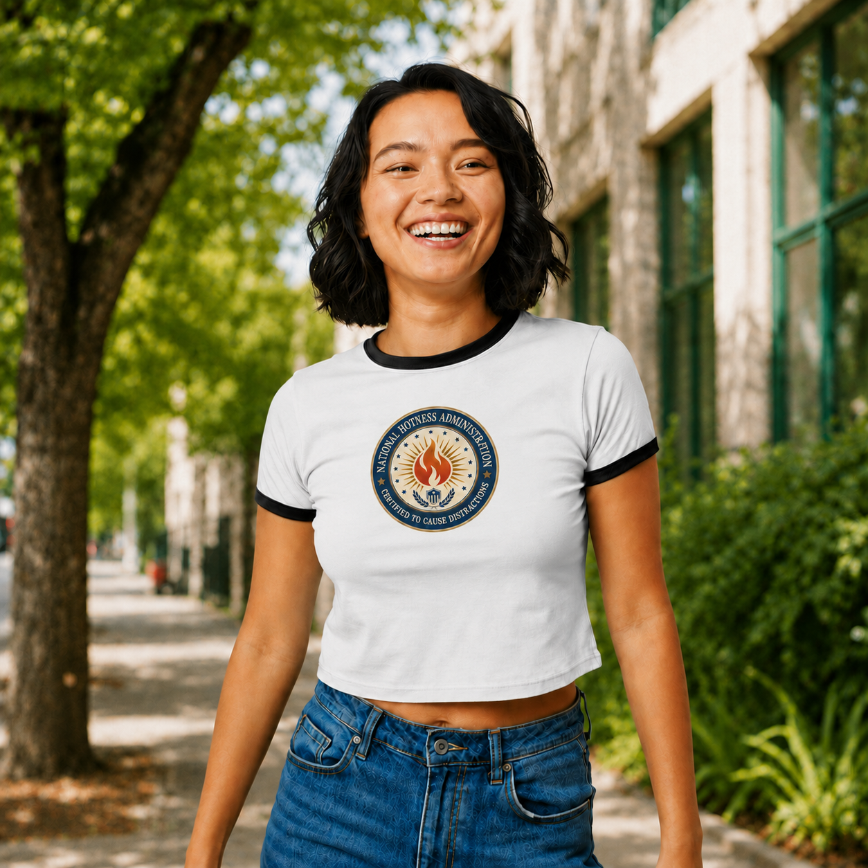 National Hotness Administration Cropped Ringer Tee