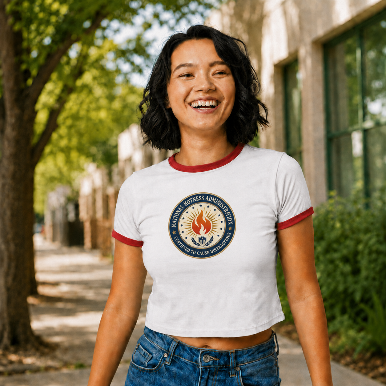 National Hotness Administration Cropped Ringer Tee